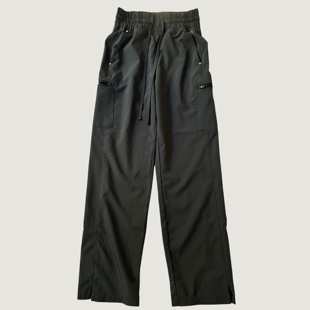 Easy Stretch Butter-Soft Scrub Pants Pewter Grey Cargo Straight Leg S